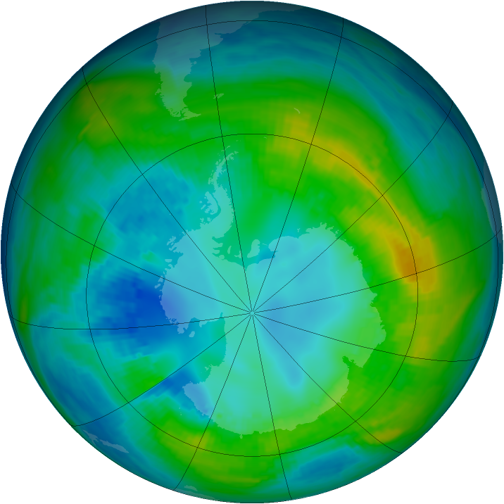 Antarctic ozone map for 25 April 1980